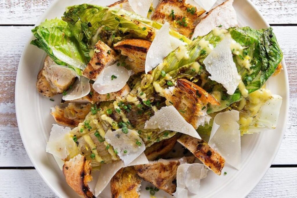 Simple Caesar Salad with Grilled Chicken