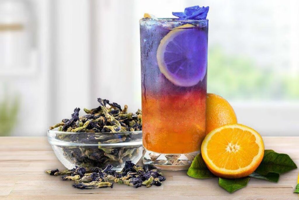Butterfly Pea Flower Tea Recipe with lemon