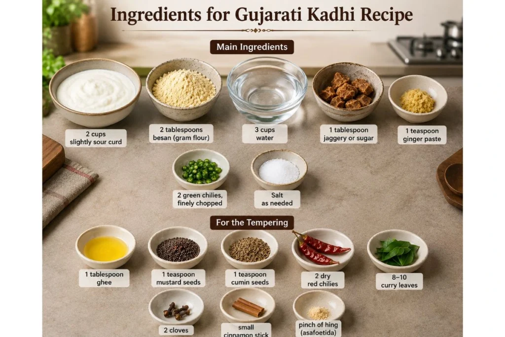 Ingredients for Gujarati Kadhi Recipe